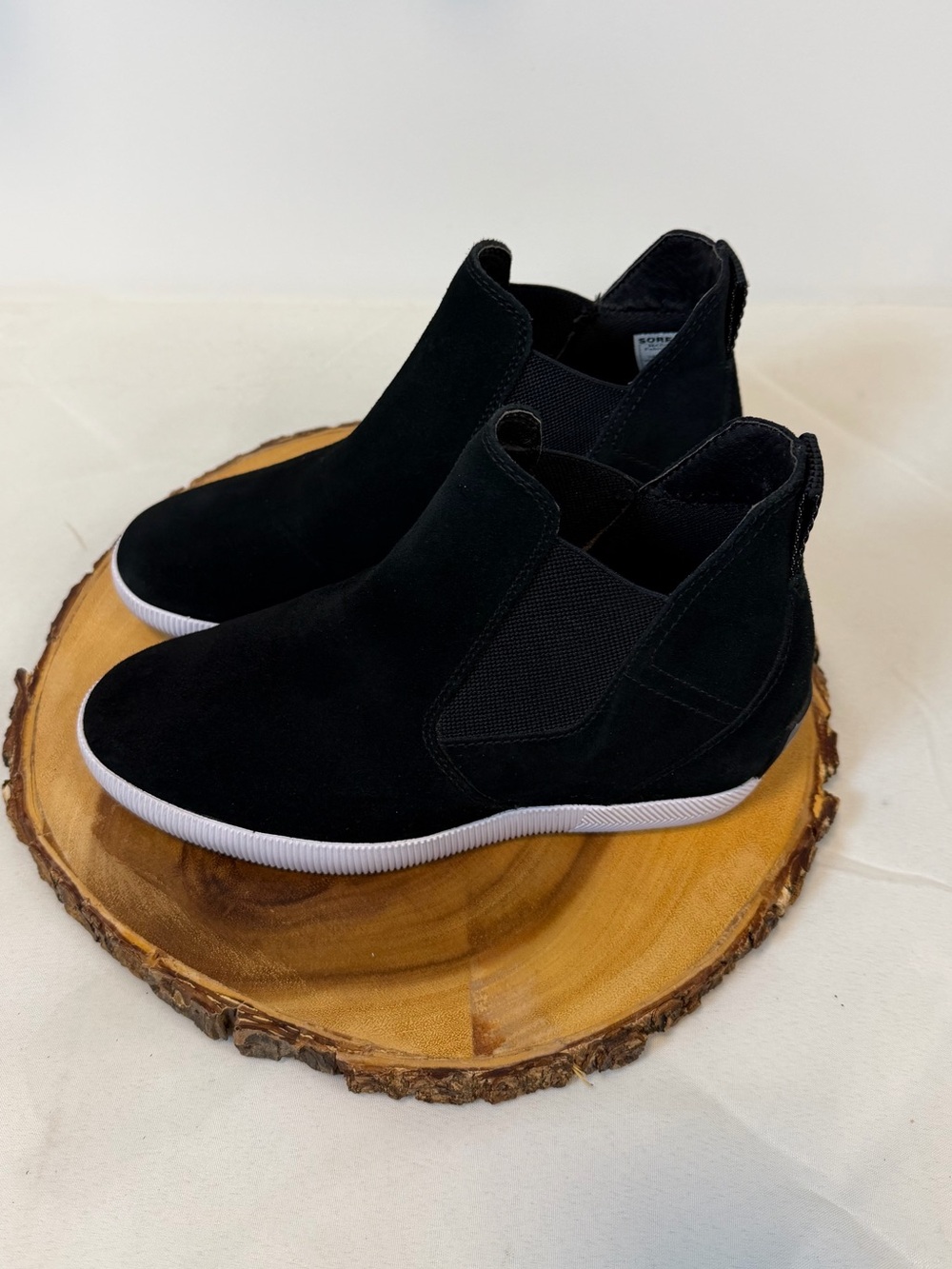 Sorel Out N About Slip On Wedge II Booties Black & White Suede Upper‎ Women’s 7 - Picture 3 of 10